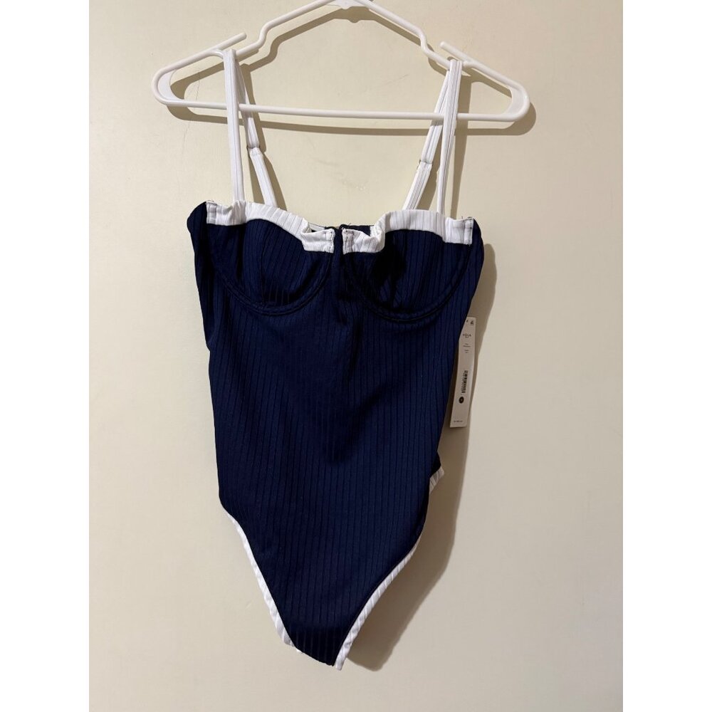 AQUA Underwire One Piece Swimsuit - Navy medium NWT - Picture 9 of 10
